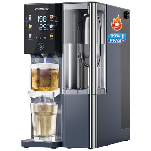 VonWater 3S Instant Hot Reverse Osmosis Water Filter Countertop RO System with 𝐓𝐞𝐚 𝐈𝐧𝐟𝐮𝐬𝐞𝐫, NSF/ANSI 372,42,58, 5 Volume&5 Temp, 3:1 Pure to Drain, 7-Stage Filtration - CT910H Bundle