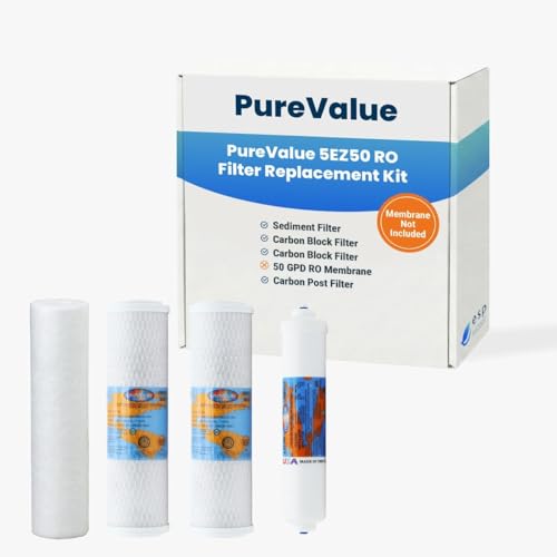 PureValue 5EZ50 Compatible RO Filter Replacement Kit Cartridges for Under Sink Reverse Osmosis Drinking Water Filtration System - Pack Does Not Include Membrane