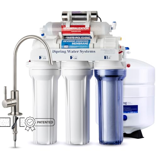 iSpring RCC7AK-UV, NSF Certified, 7-Stage Under Sink Reverse Osmosis Water Filtration System with Alkaline Remineralization and UV Filter, Patented Top-Mounted Faucet Design for Easy Installation