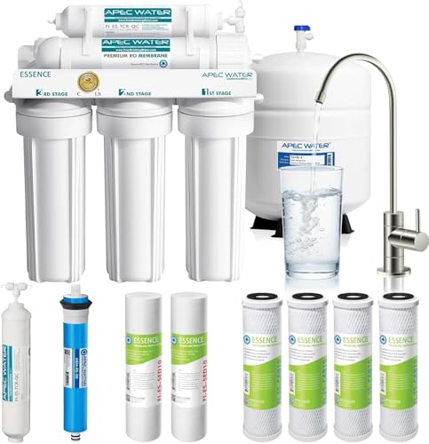 APEC Water 5-Stage Under Sink Reverse Osmosis Water Filter System with Extra High Capacity Pre-Filter Set, Essence Series, WQA Certified, 50 GPD, Removes 99.99% of Contaminants, Home Water Filtration