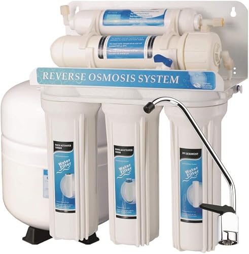 Bluonics 5 Stage Undersink Reverse Osmosis Water Systems for Drinking Water. NSF Certified Membrane. RO Home Purifier with 4G Tank and One Set of Filters
