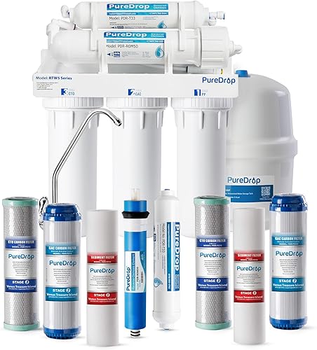 PureDrop RTW5 SGS-Tested 5 Stage Reverse Osmosis Water Filter System w — Our recommended configuration for best results