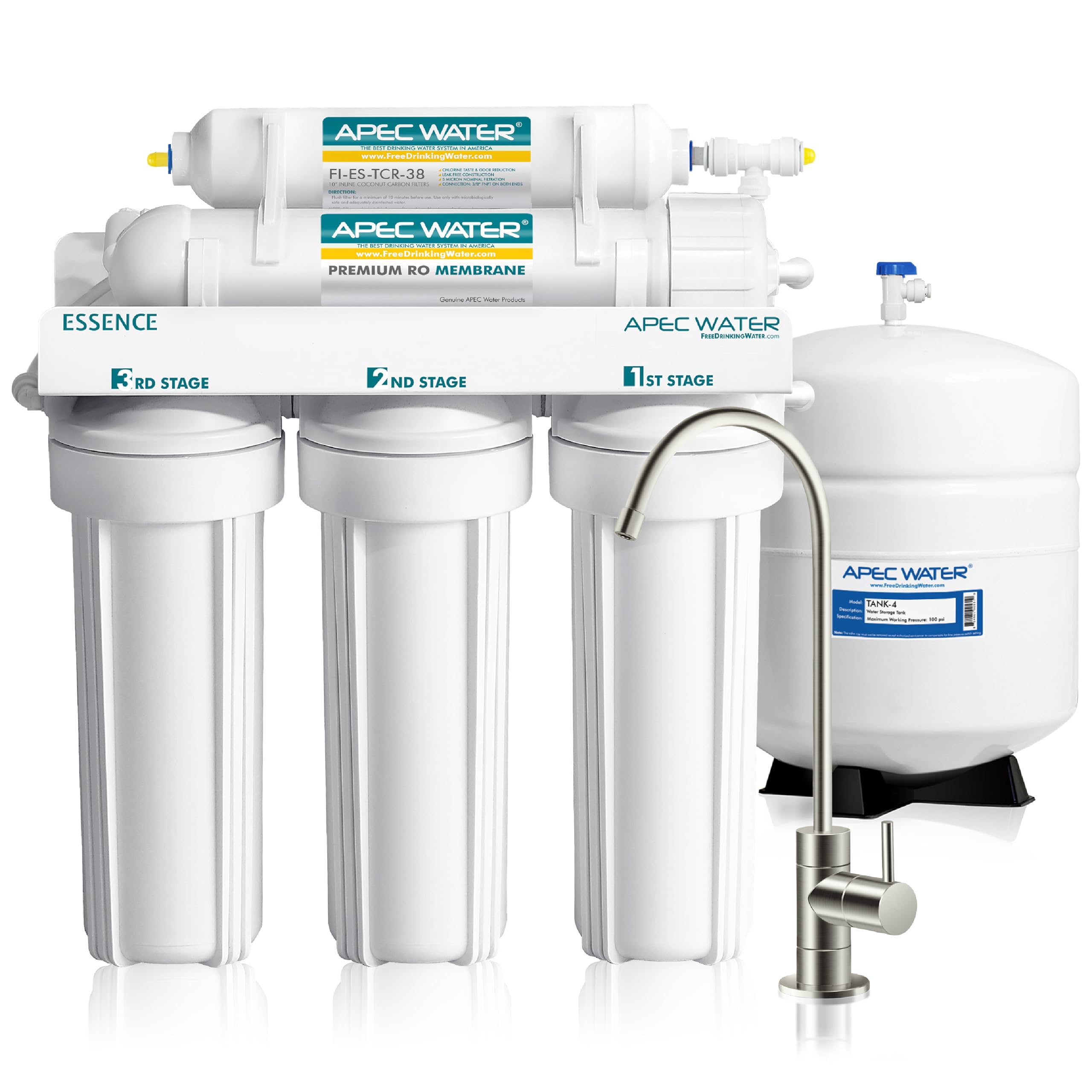 APEC Water Systems ROES-100 Essence Series Top Tier 5-Stage Certified — Our recommended configuration for best results